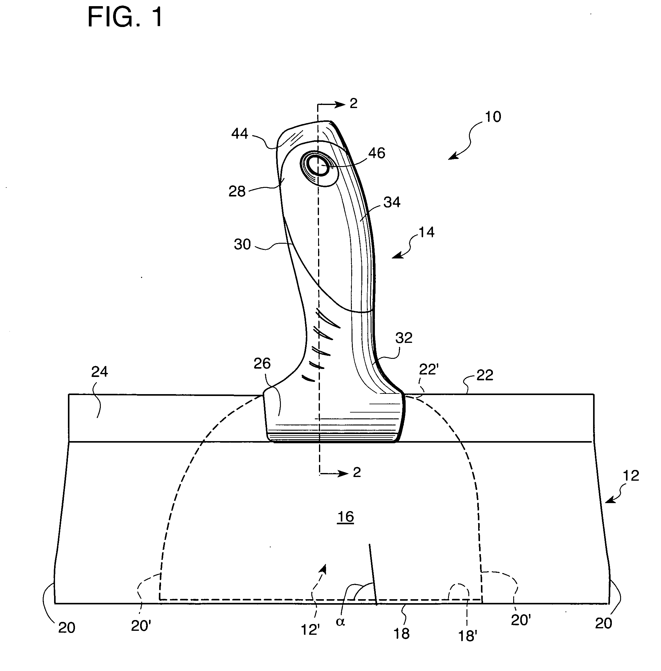 Taping knife with offset handle