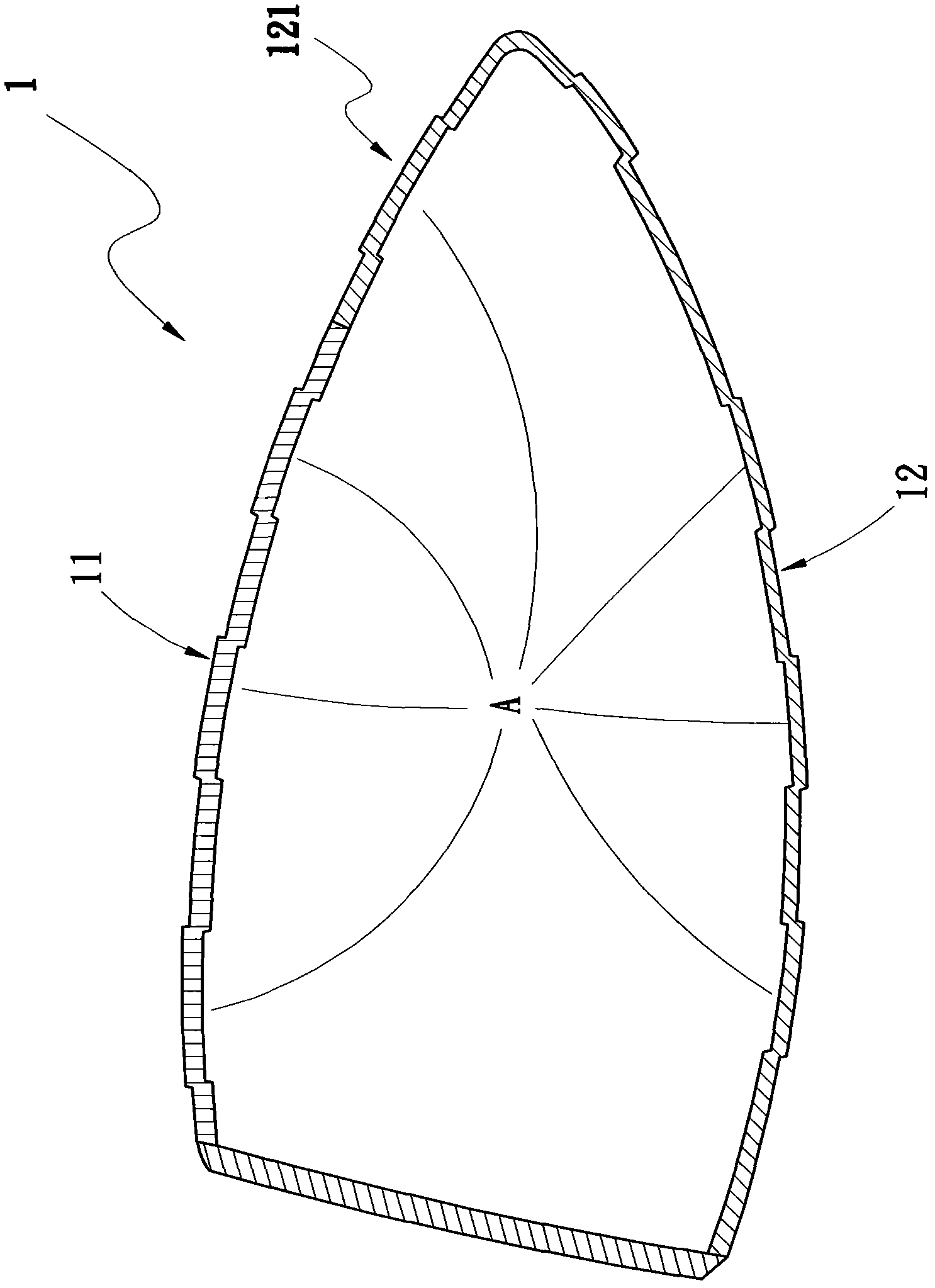 Processing method of golf head inner surface partial thickness cutting