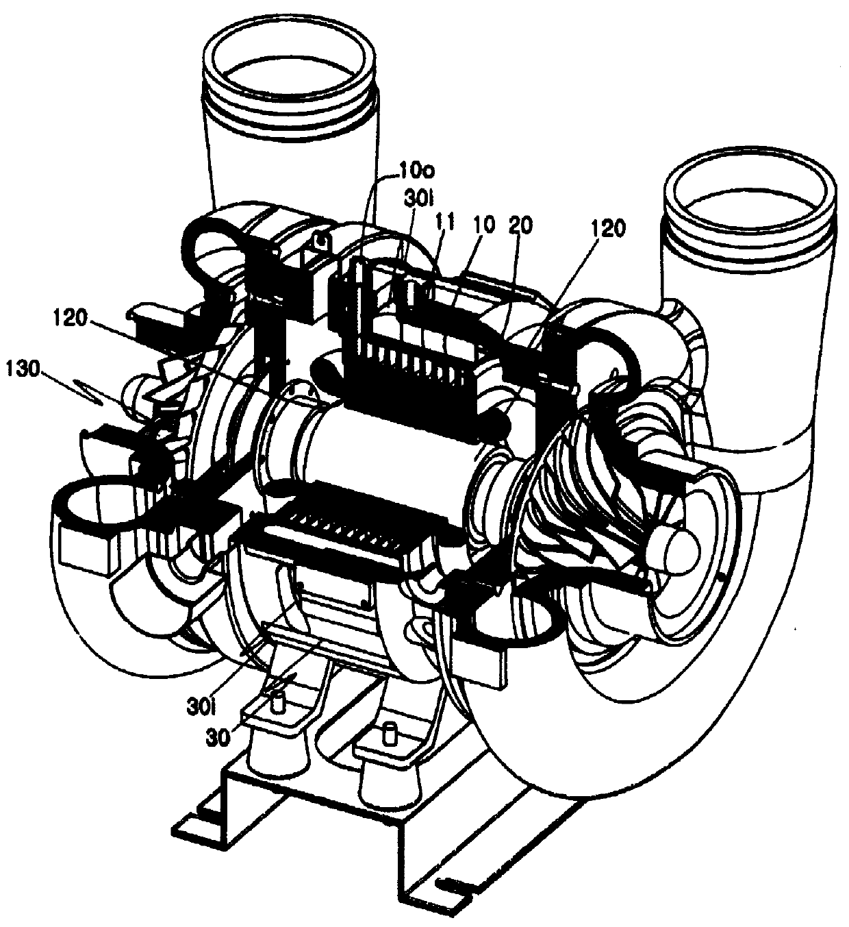 Double cooling for turbo motors