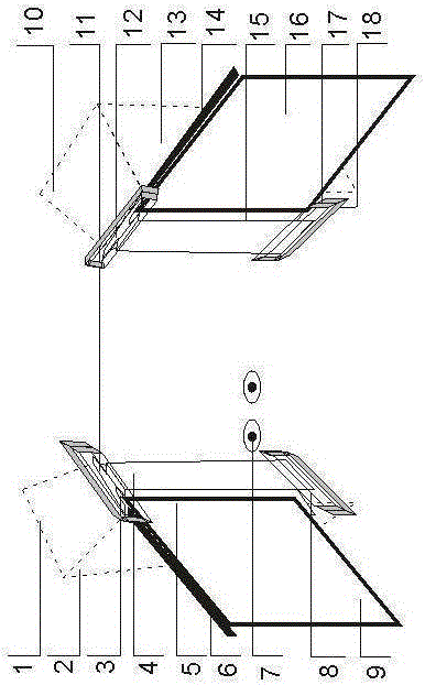 Transparent lateral-view reversed-h-shaped edge slot doorframe and connection method