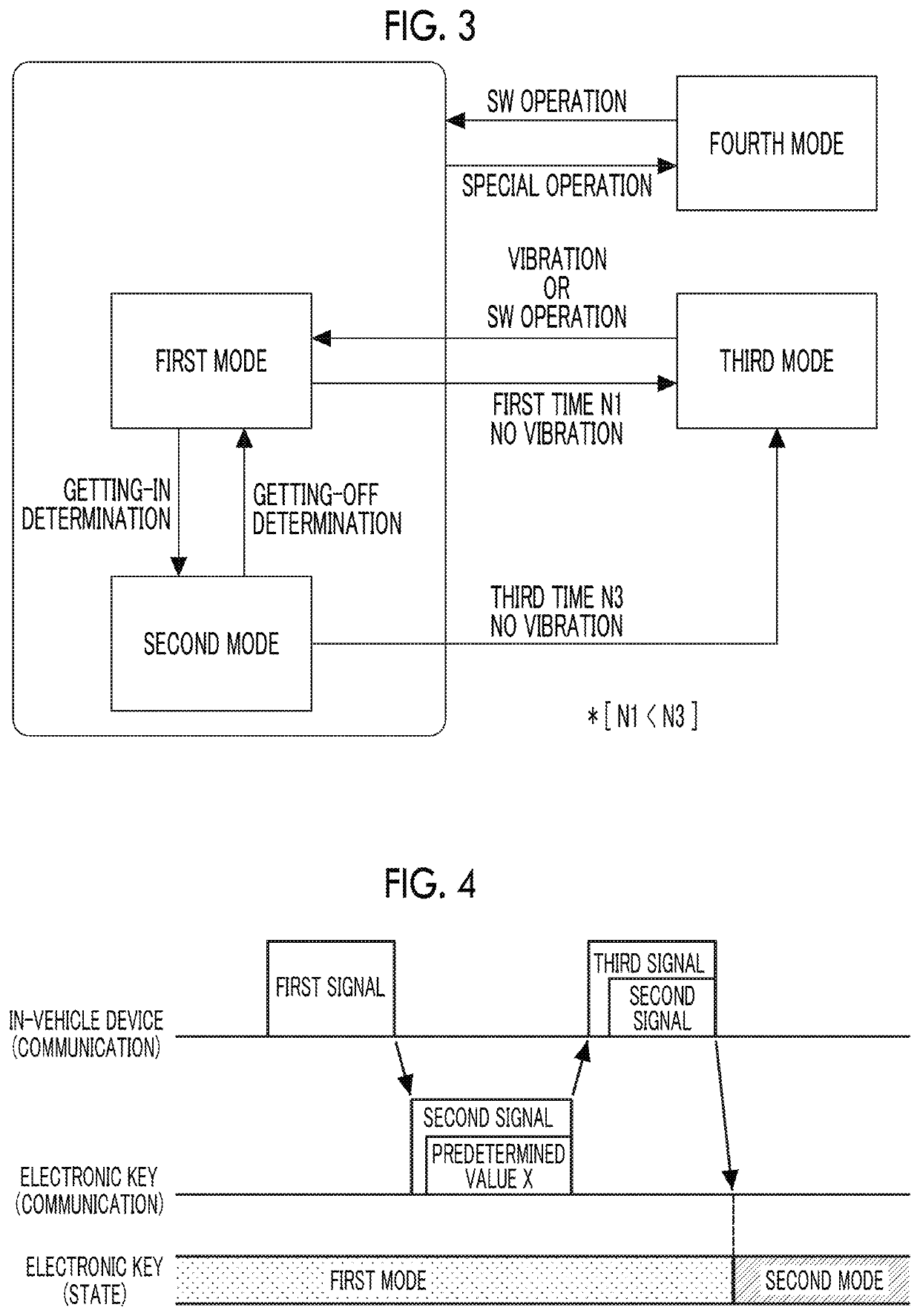 Terminal, vehicle control system, and vehicle control method for switching an operation mode of the terminal based on detected vibration