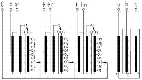 Self-coupling power transformer in 330kV three-phase and three-winding neutral point on-load voltage regulation mode