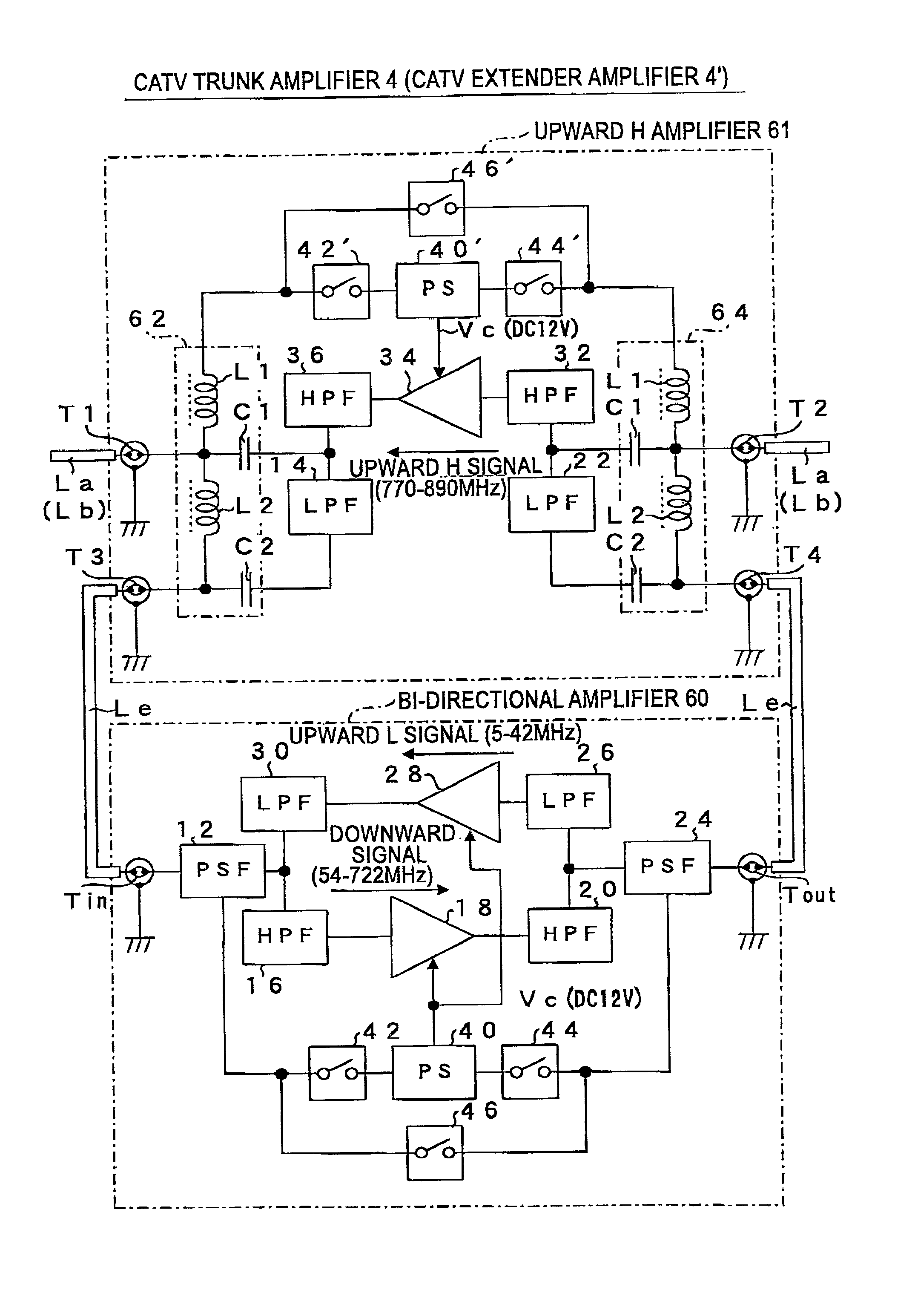CATV trunk amplifier, upward signal amplifier, and bi-directional CATV system