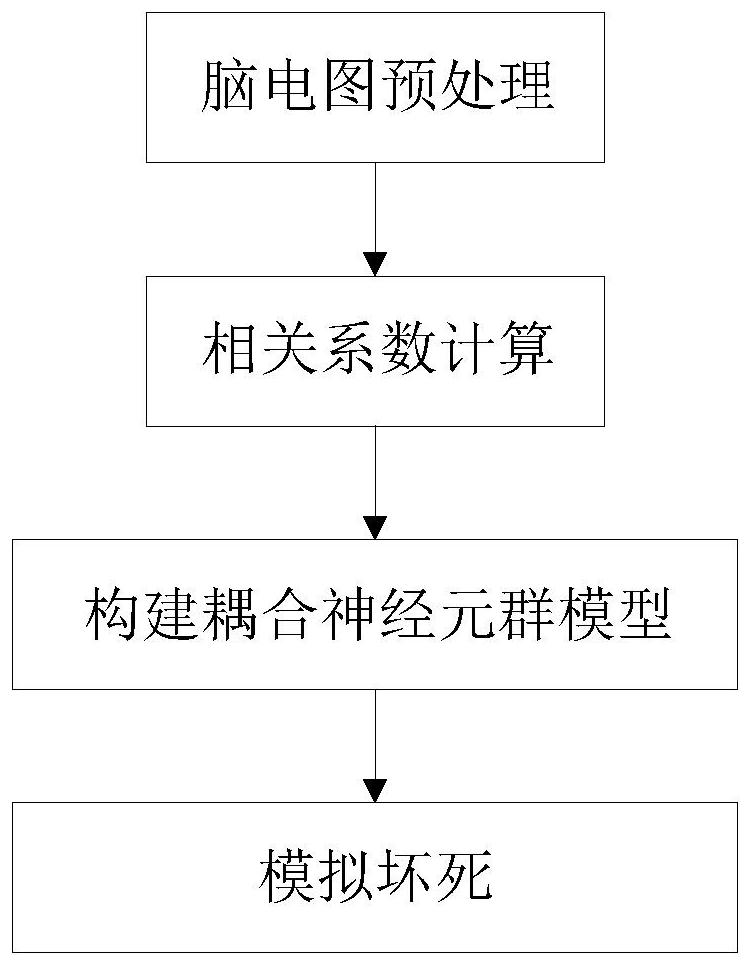 Coupled neuron group-based electroencephalogram activity simulation method and system