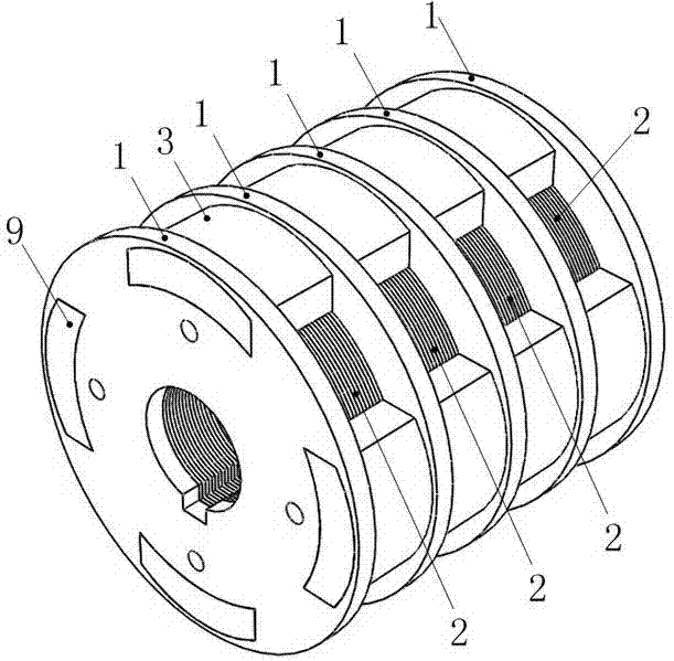Permanent-magnet surface-mounted motor rotor with fixed plates