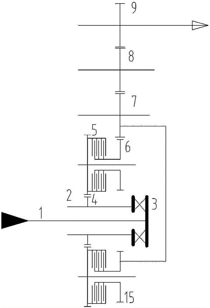 A generator speed-increasing gearbox driven by the main drive shaft of ship power