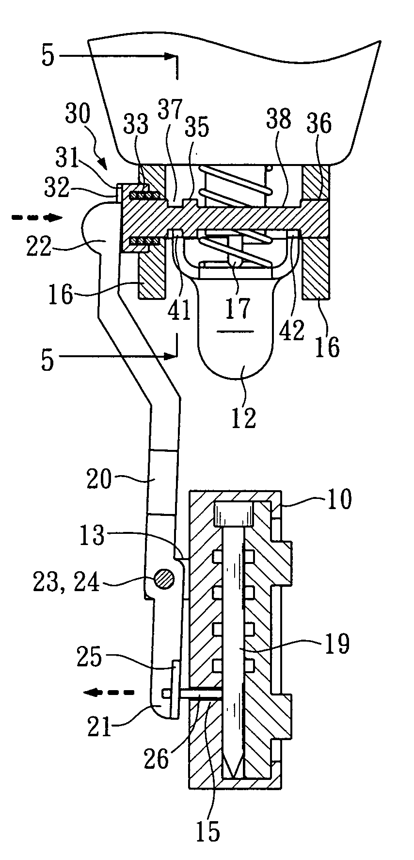 Structure of arresting mechanism for nail guns