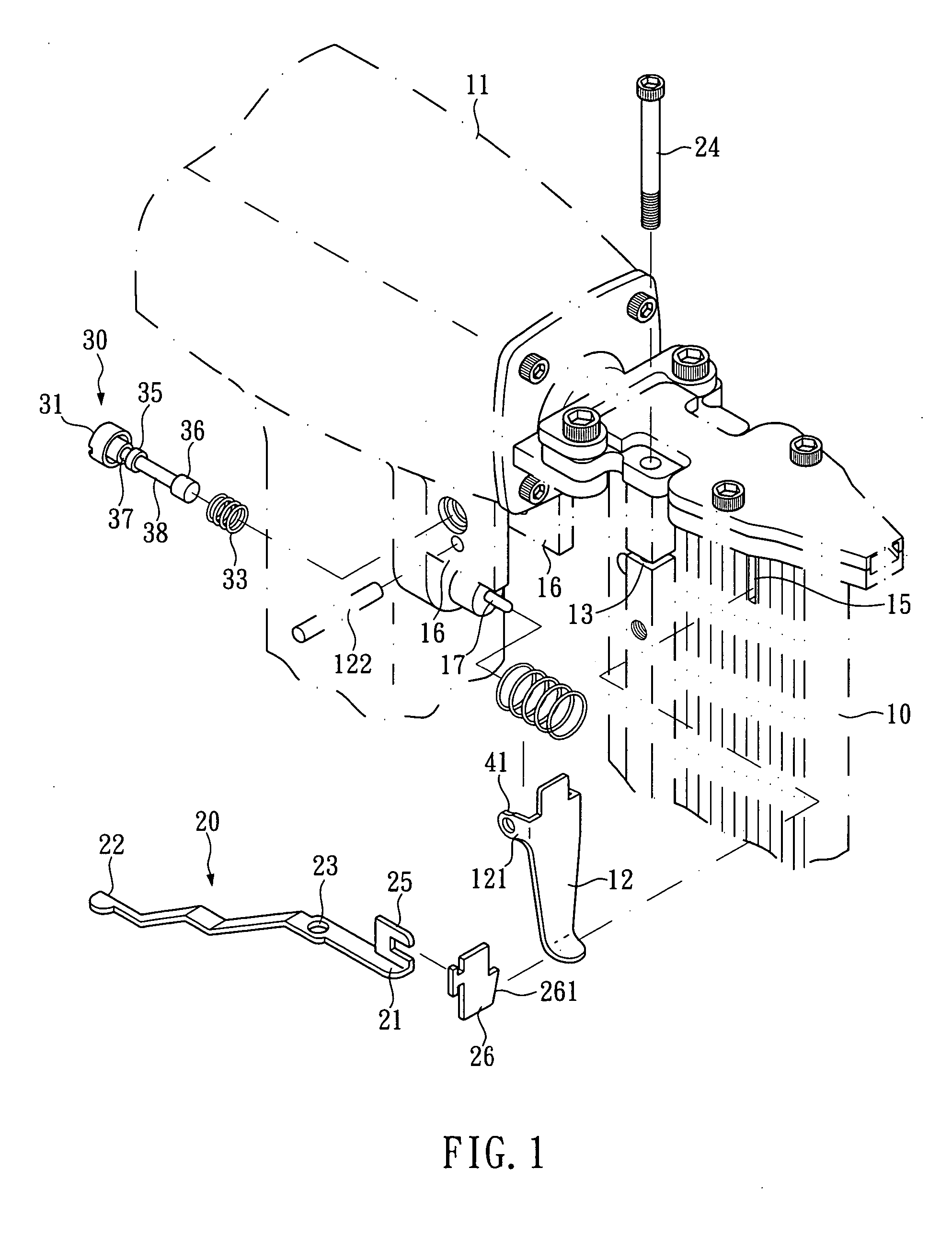 Structure of arresting mechanism for nail guns