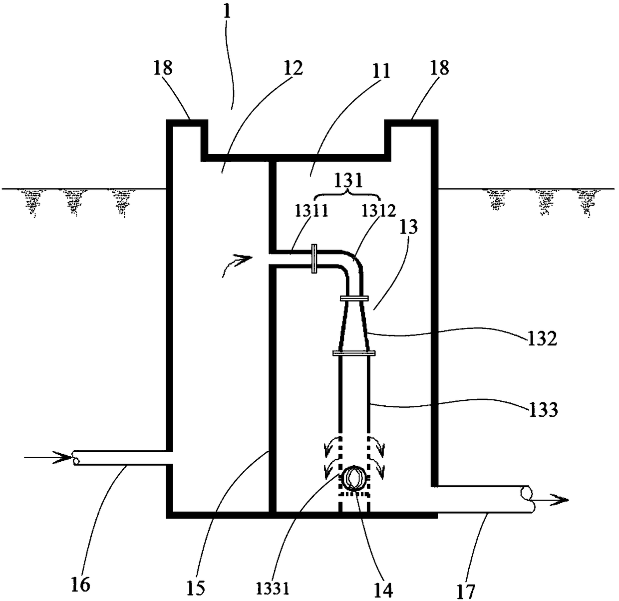 Overflow device and reservoir