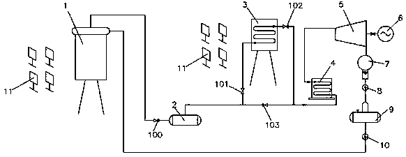 Heat accumulation and exchange integrated tower-type solar power generation system