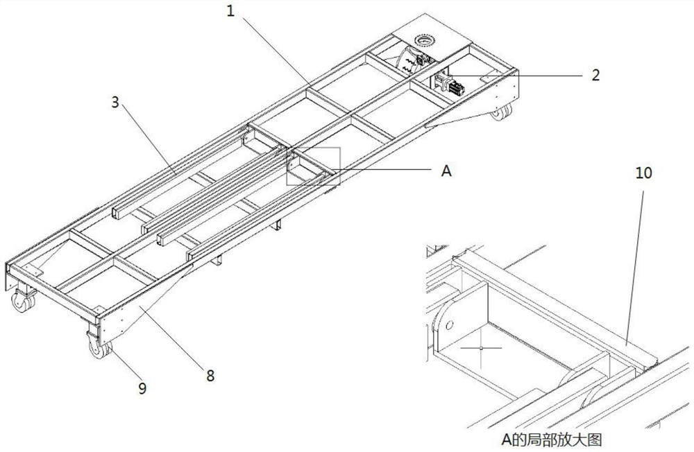 Dual-purpose electric transfer trolley for erecting wind power blade web and transferring main beam