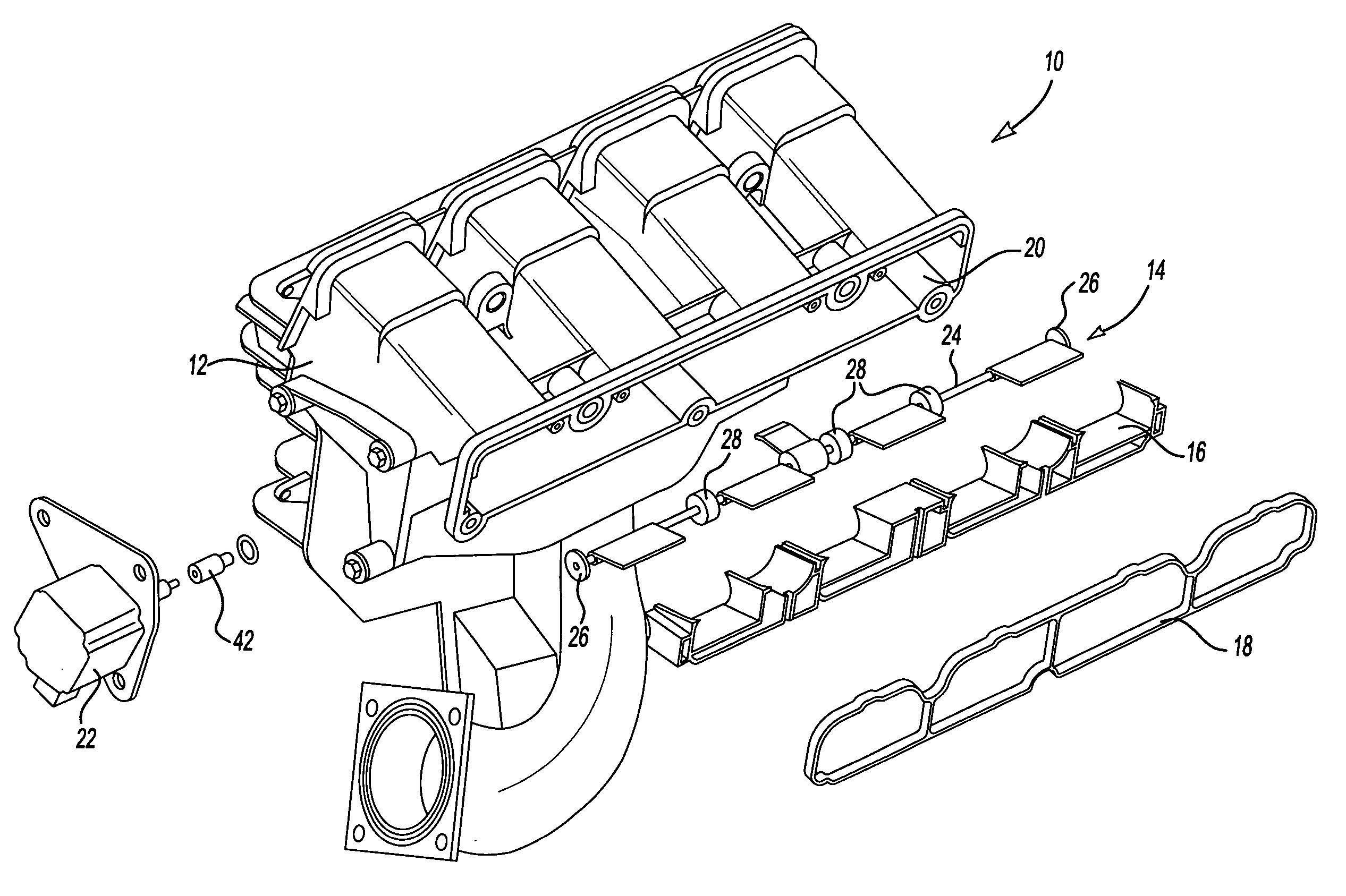 Intake manifold with low chatter shaft system