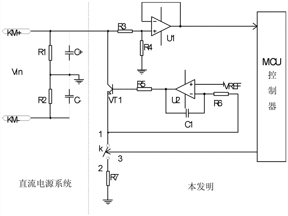 A DC power system ground capacitance detection circuit