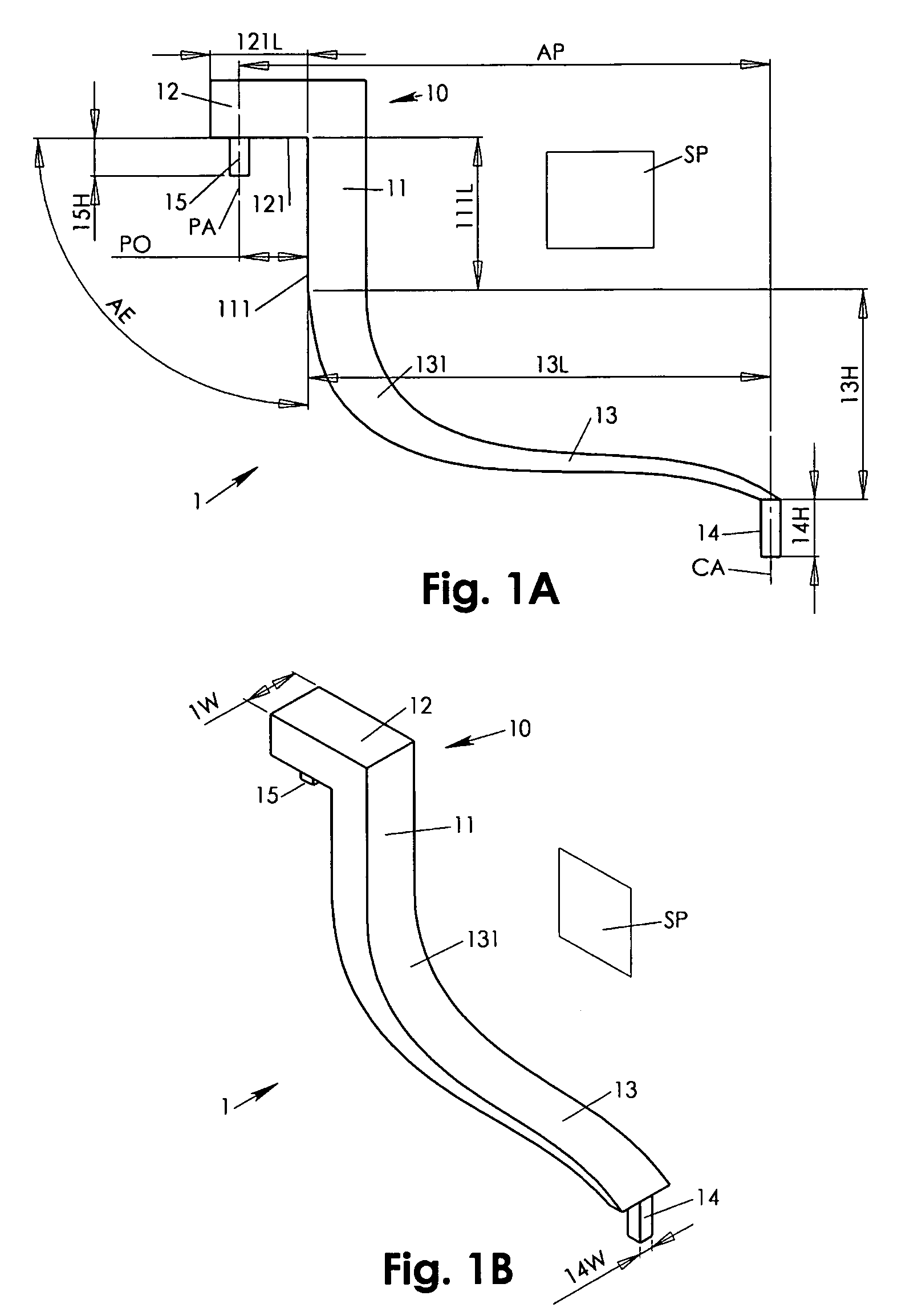 Cantilever probe with dual plane fixture and probe apparatus therewith