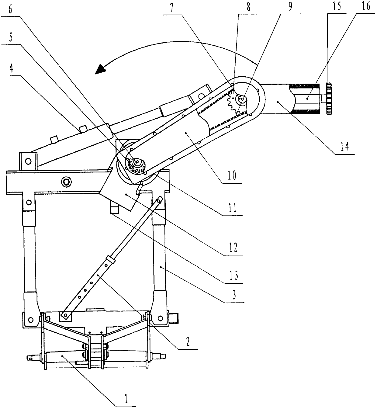 Steering adjustment mechanism for ridge building component of paddy field ridge building machine