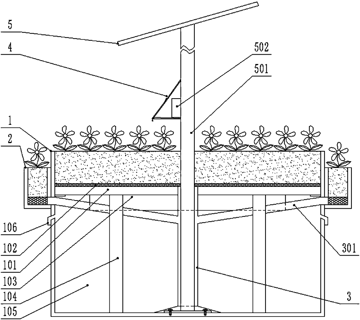 Convenience-for-people ornamental flower box device for park