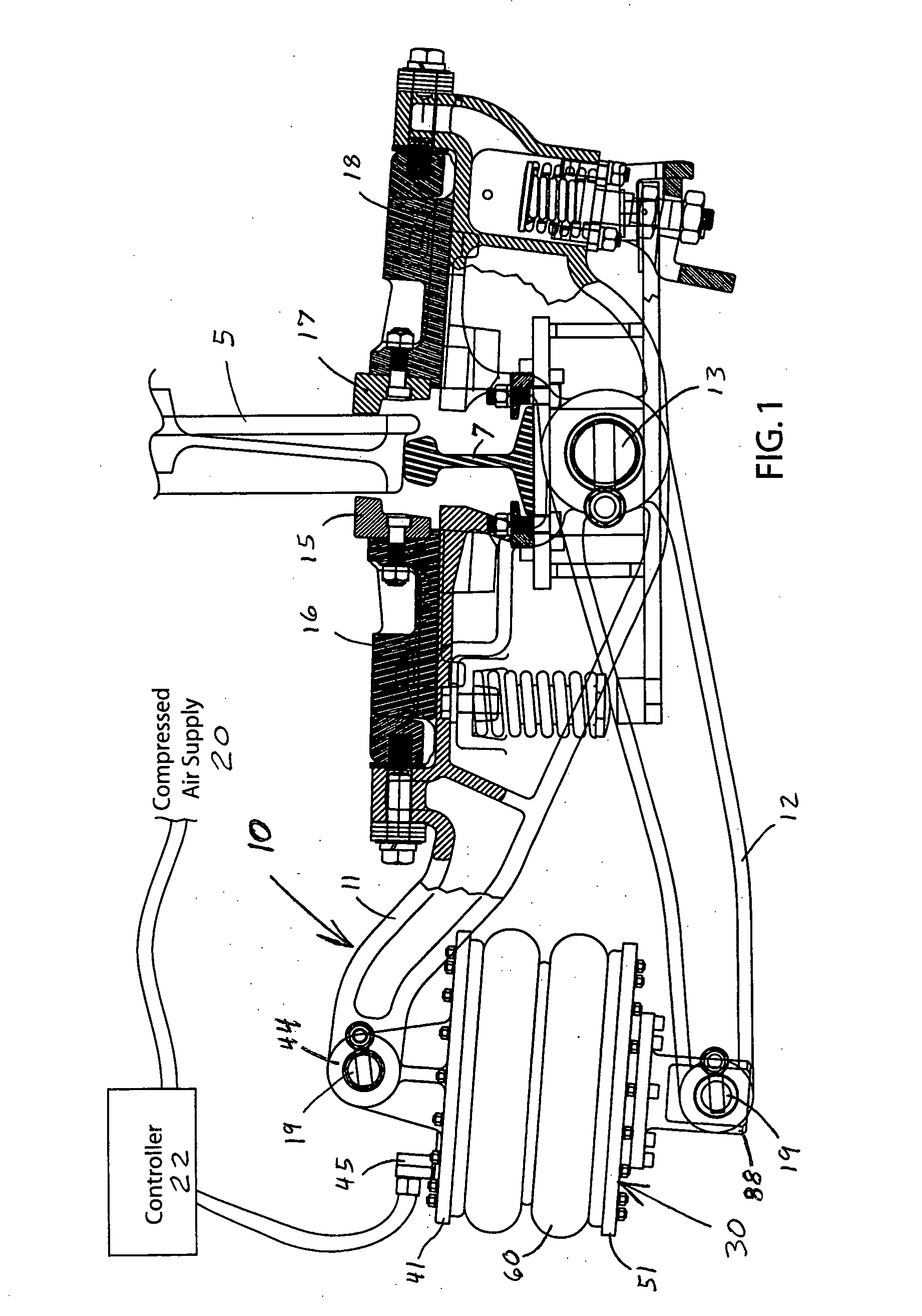 Bladder actuator for a railroad retarder