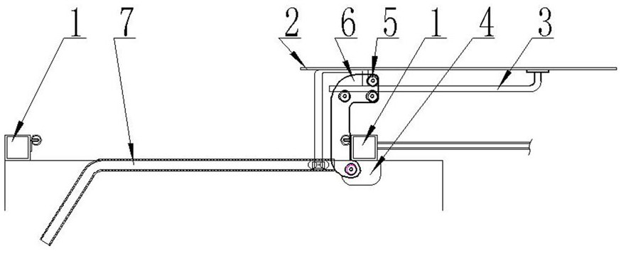 Rotating arm guide rail connecting structure