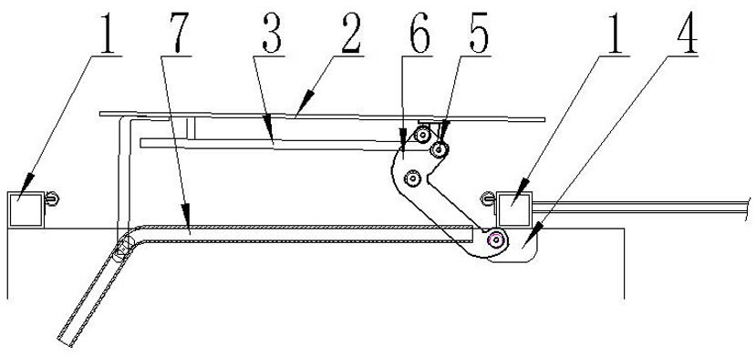 Rotating arm guide rail connecting structure