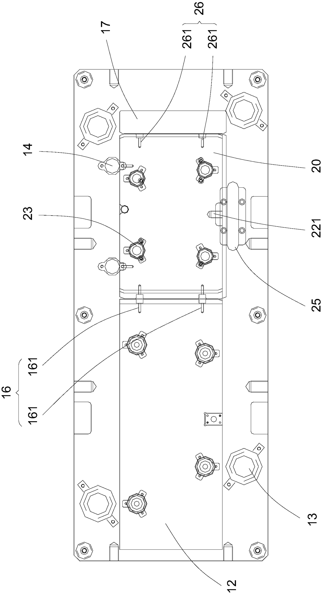 Stamping die with core replacement structure