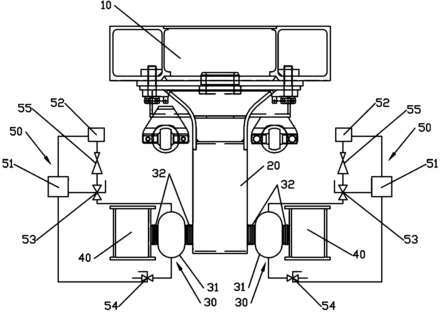 Draw gear of bogie of railway vehicle
