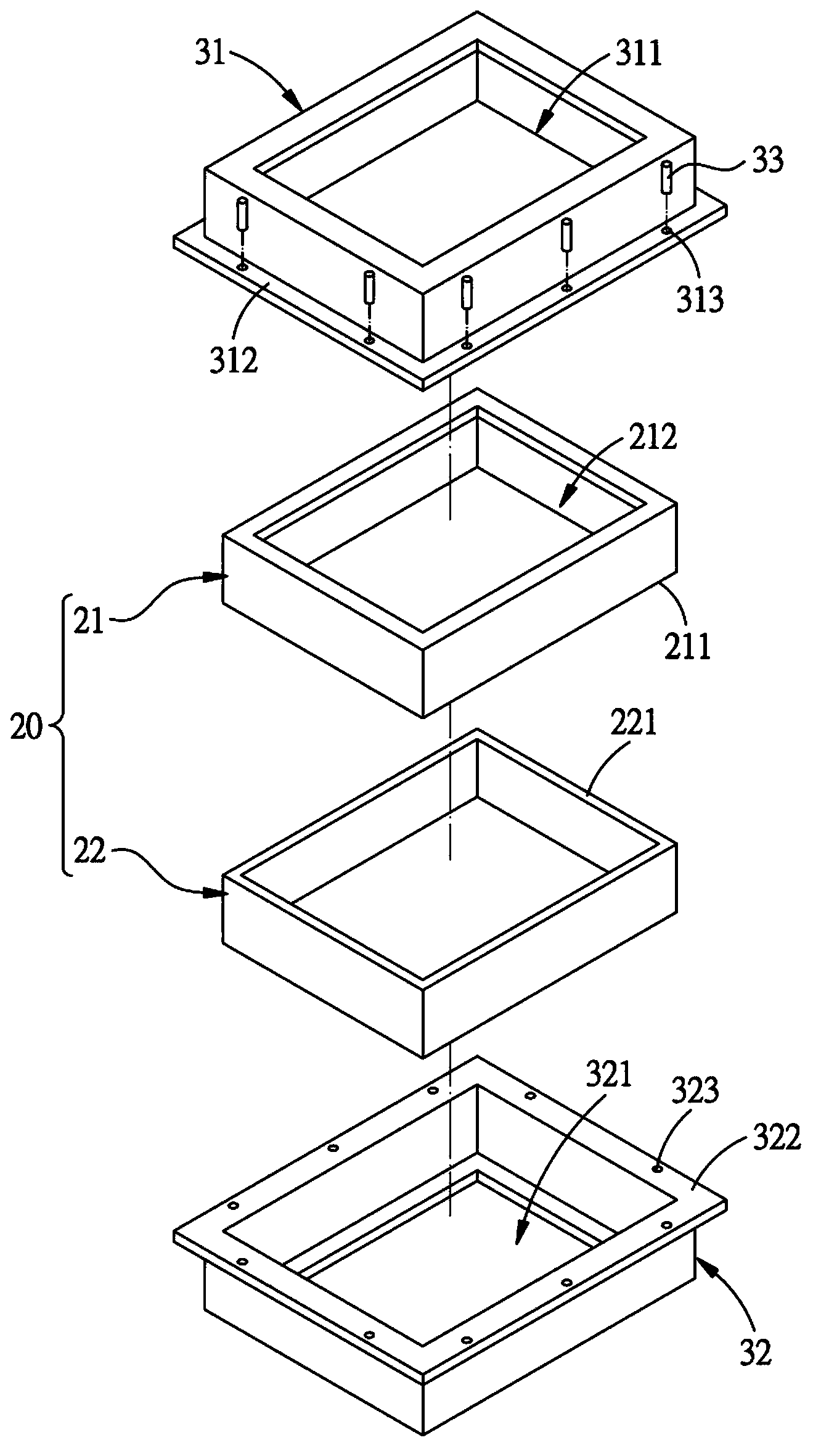 Die structure used for moulded composite fiber material die and manufacturing method thereof