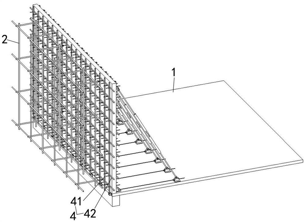 One-time pouring formwork system and construction method for super-high parapet wall on roof