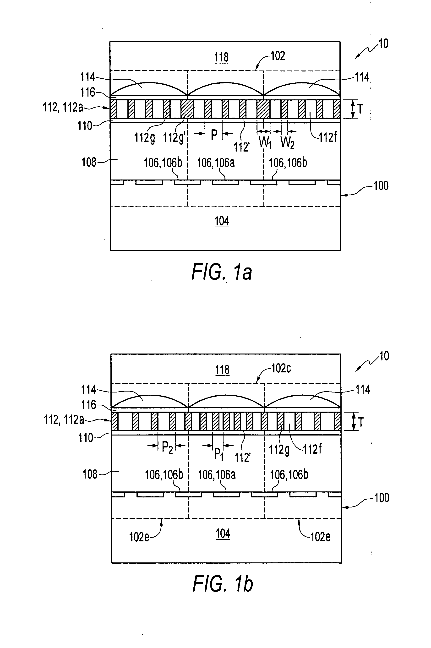 Method and apparatus providing imager pixel array with grating structure and imager device containing the same