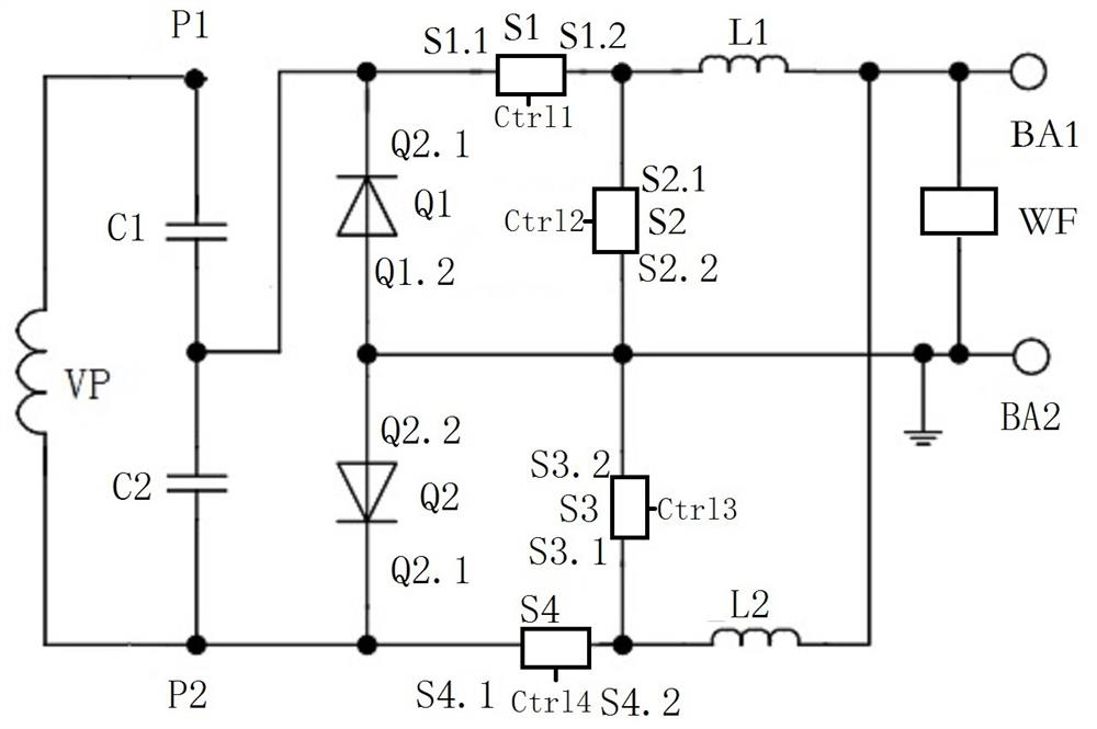 Step-down rectifier circuit and wireless charging control unit