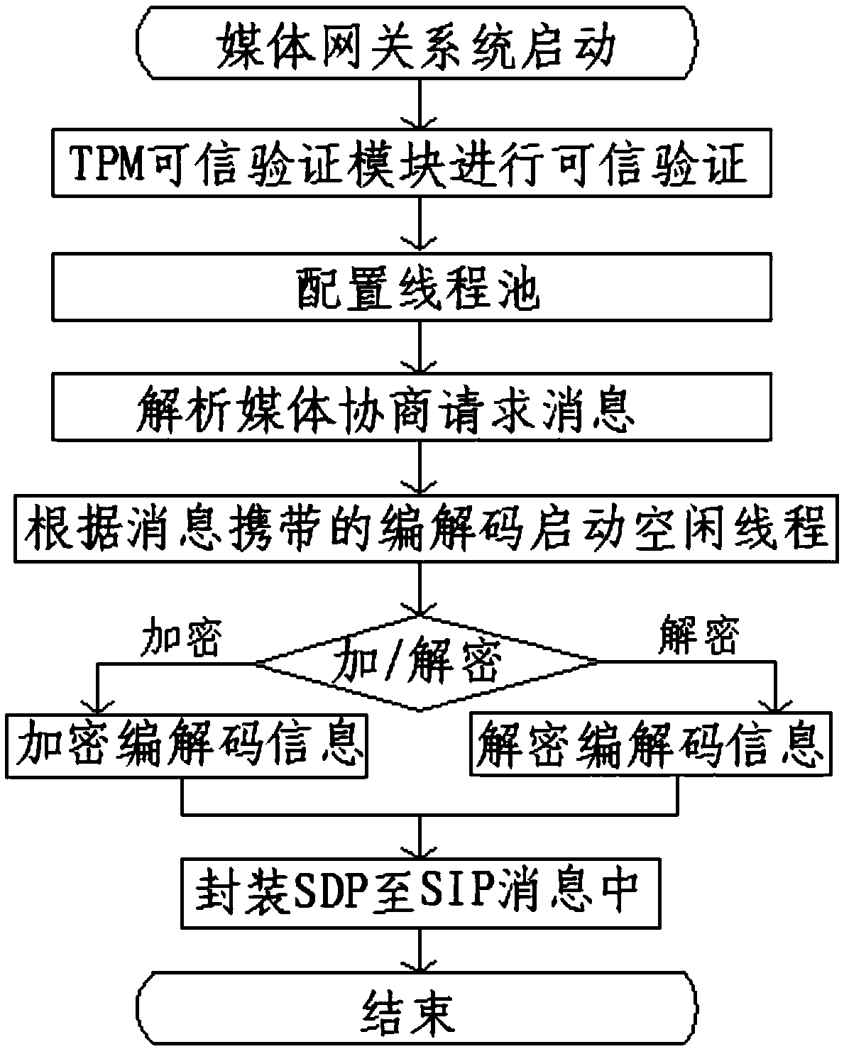 Method and system for encrypting media gateway based on codec