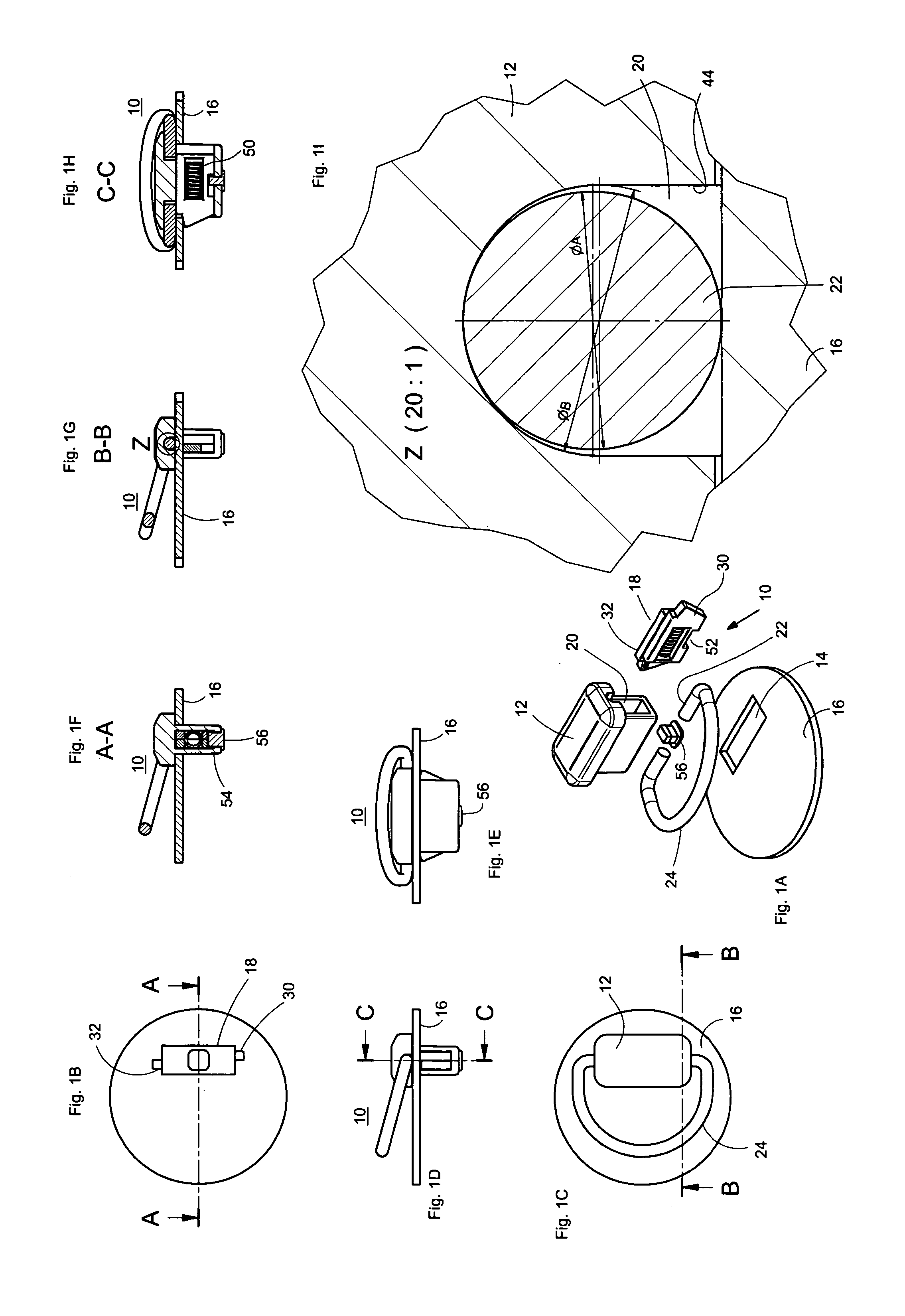 Handle, eye, or clothes hook having a mounting plate and pivot bearing