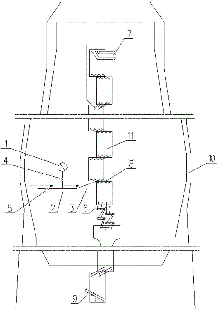 Leak checking device and leak checking method for blast furnace multi-stage connection closed circulation cooling water system