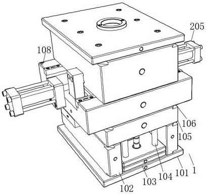 Steering gear box chassis connecting sleeve injection mold and injection method