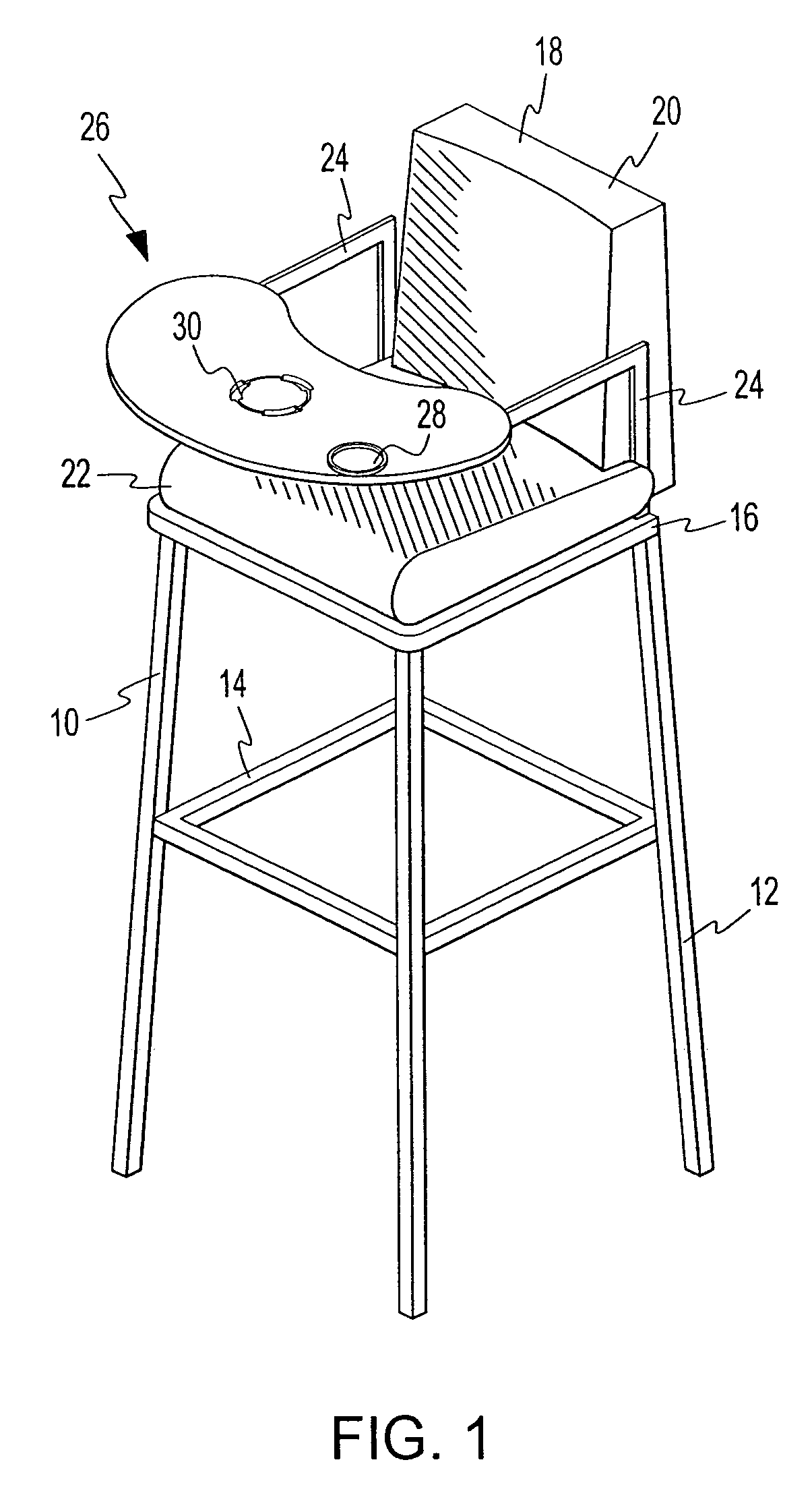 High chair tray adapted to receive receptacles
