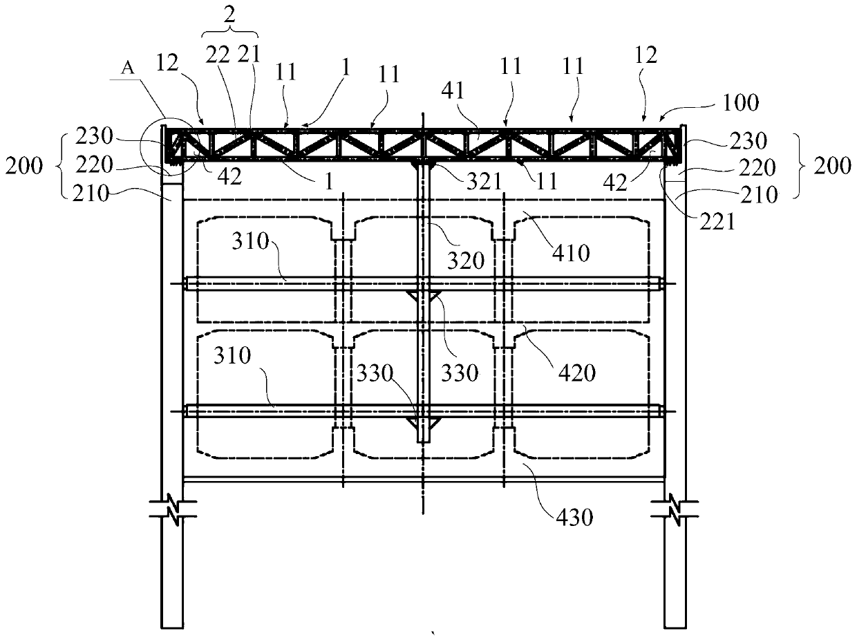 Supporting truss capable of being recycled, foundation pit supporting system and subway station construction method