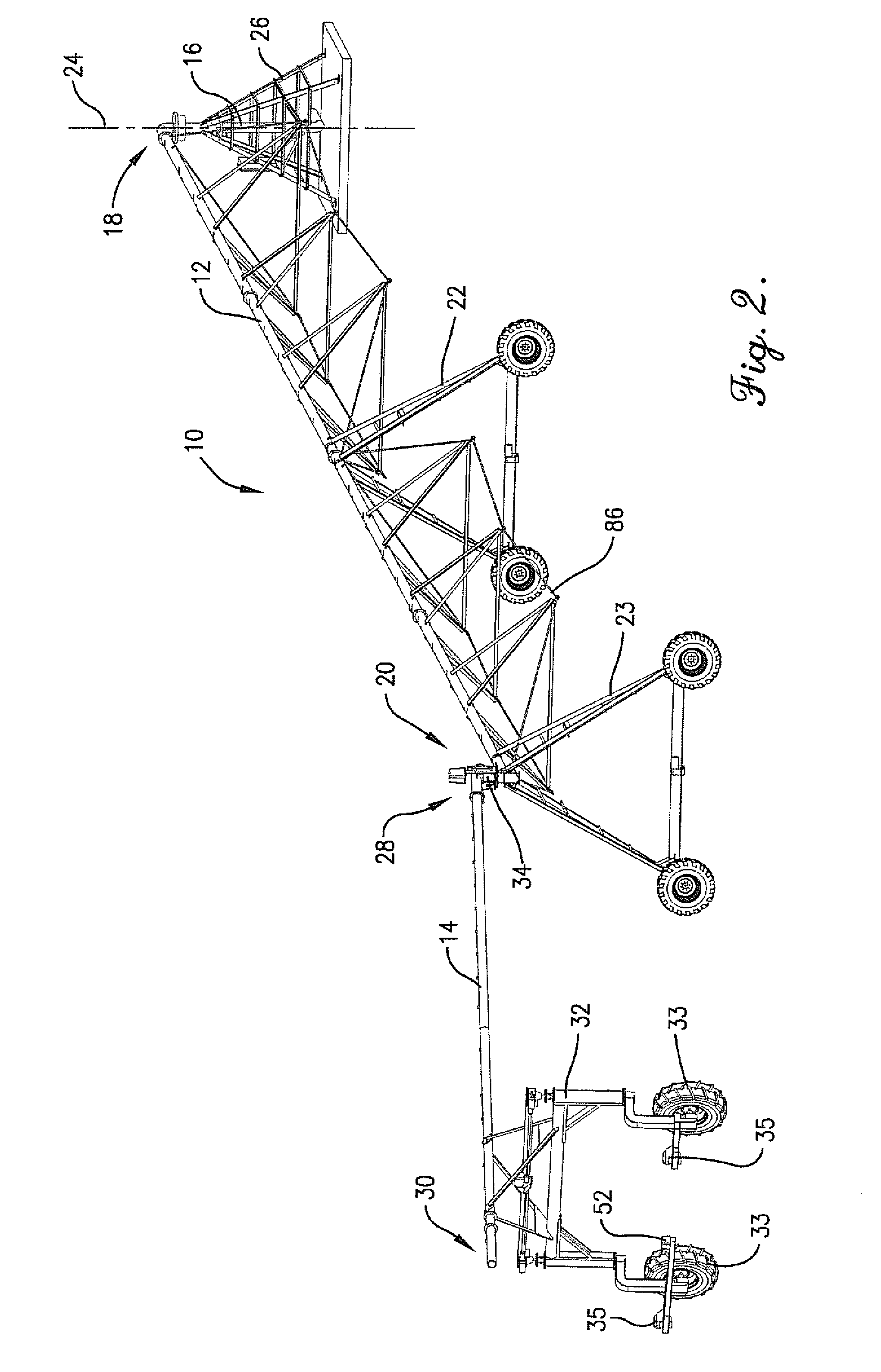 Method, apparatus, and computer program for irrigating a field space wtih a center pivot irrigation machine