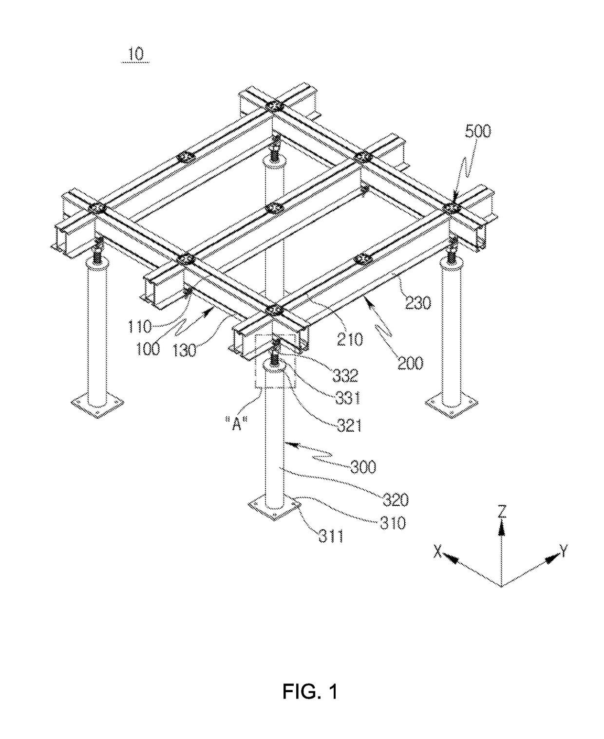 Structure for supporting access floor panel