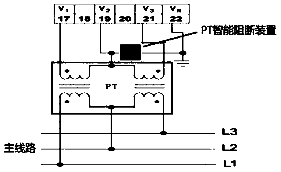 PT intelligent blocking device and method for power line