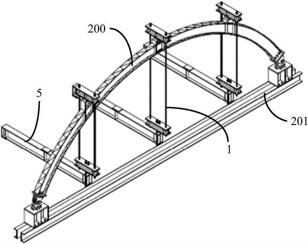 Device for out-of-plane stability bearing capacity test of arched steel structure