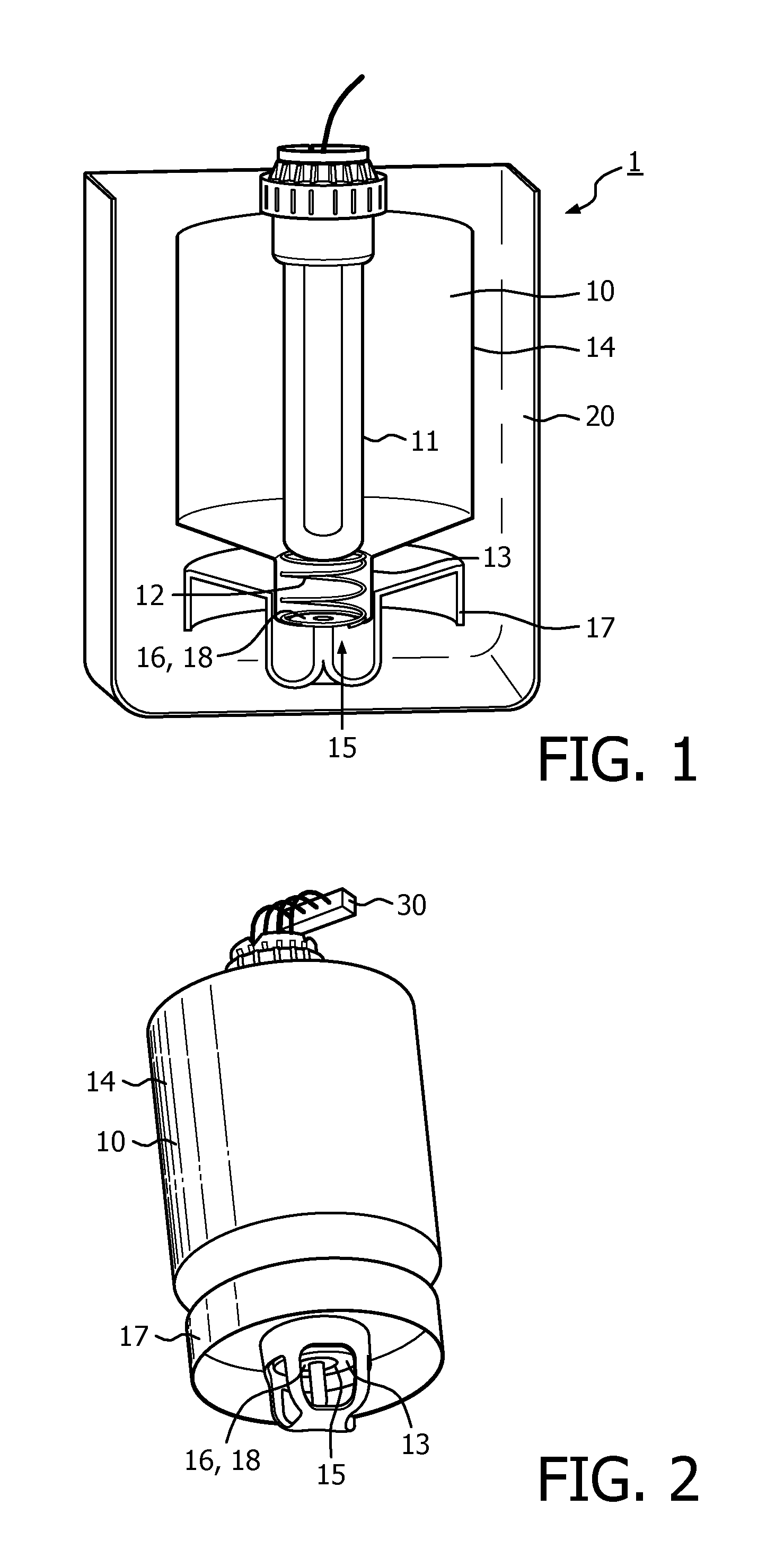 Device for subjecting a liquid to a purifying process