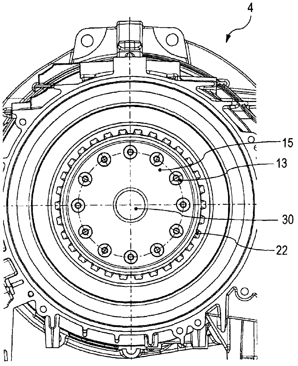 A torque transfer device connected with a torque converter with the aid of gear engagement