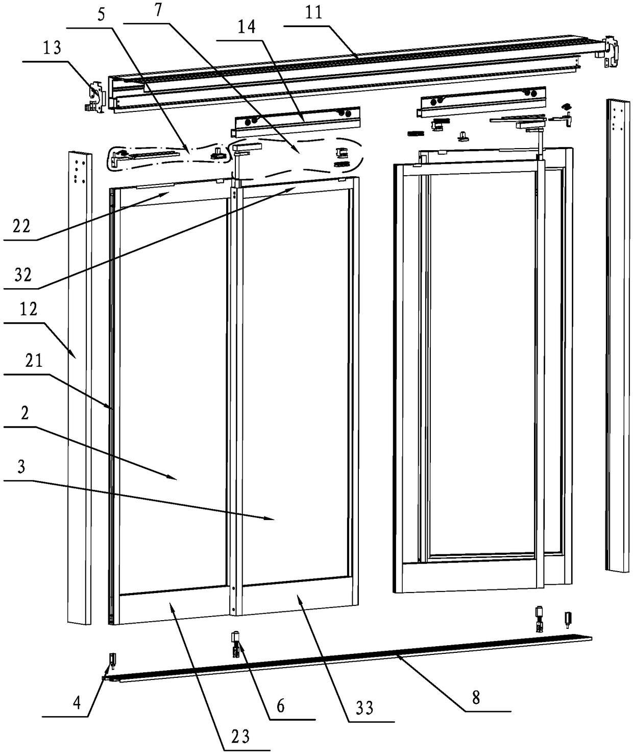 Horizontal-moving emergency evacuation automatic door with anti-off function