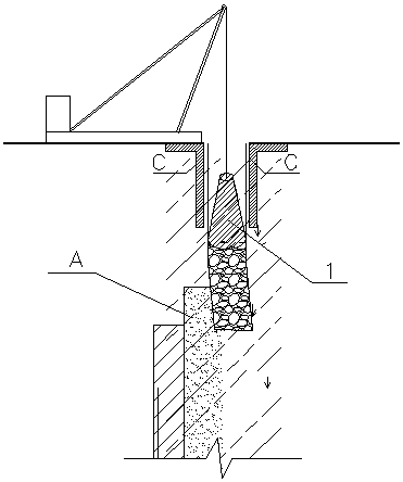 Treatment and construction method for grooving underground diaphragm wall encountering with underground stirring pile