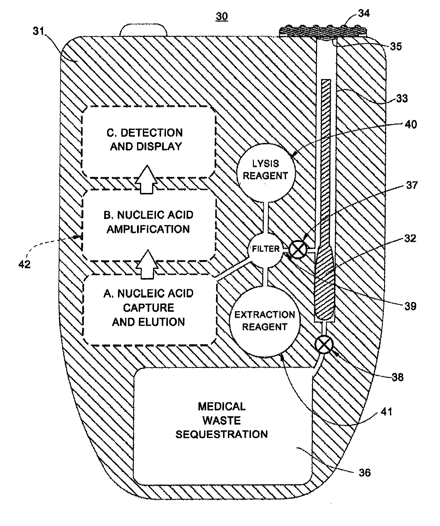 Sanitary swab collection system, microfluidic assay device, and methods for diagnostic assays