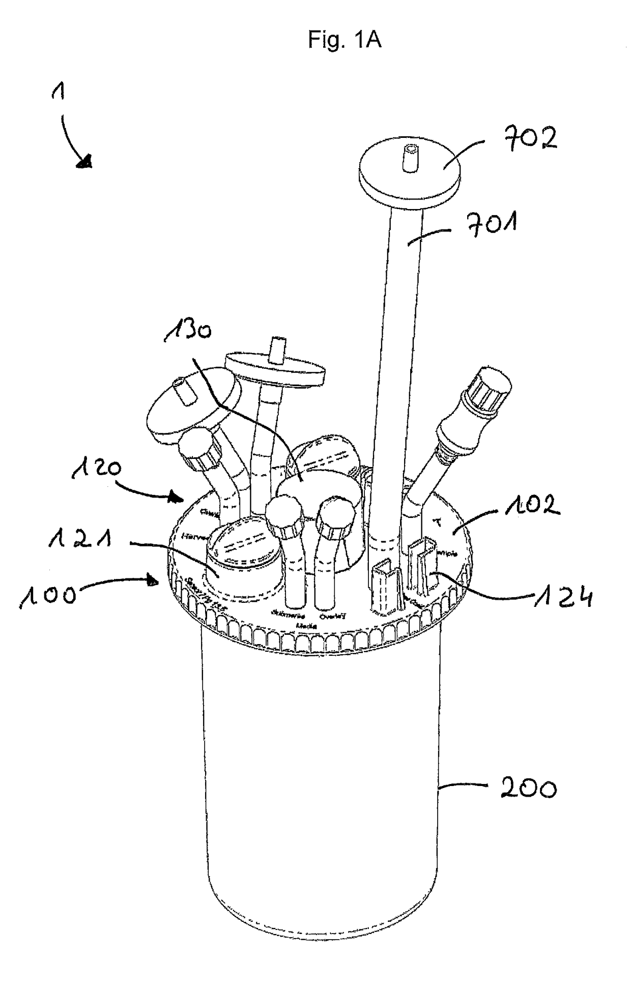 Single-use bioreactor and head plate, and a process for manufacturing same