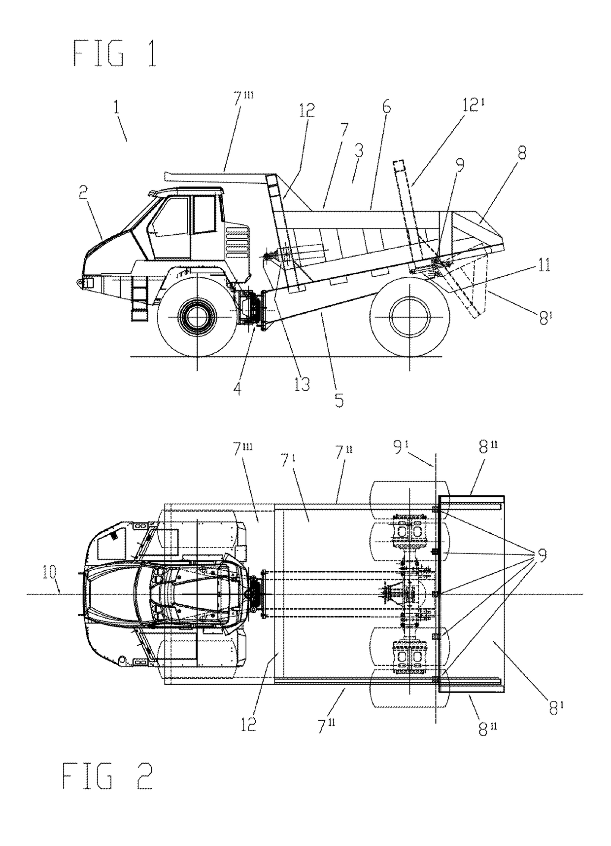 Vehicle or trailer with dropping floor