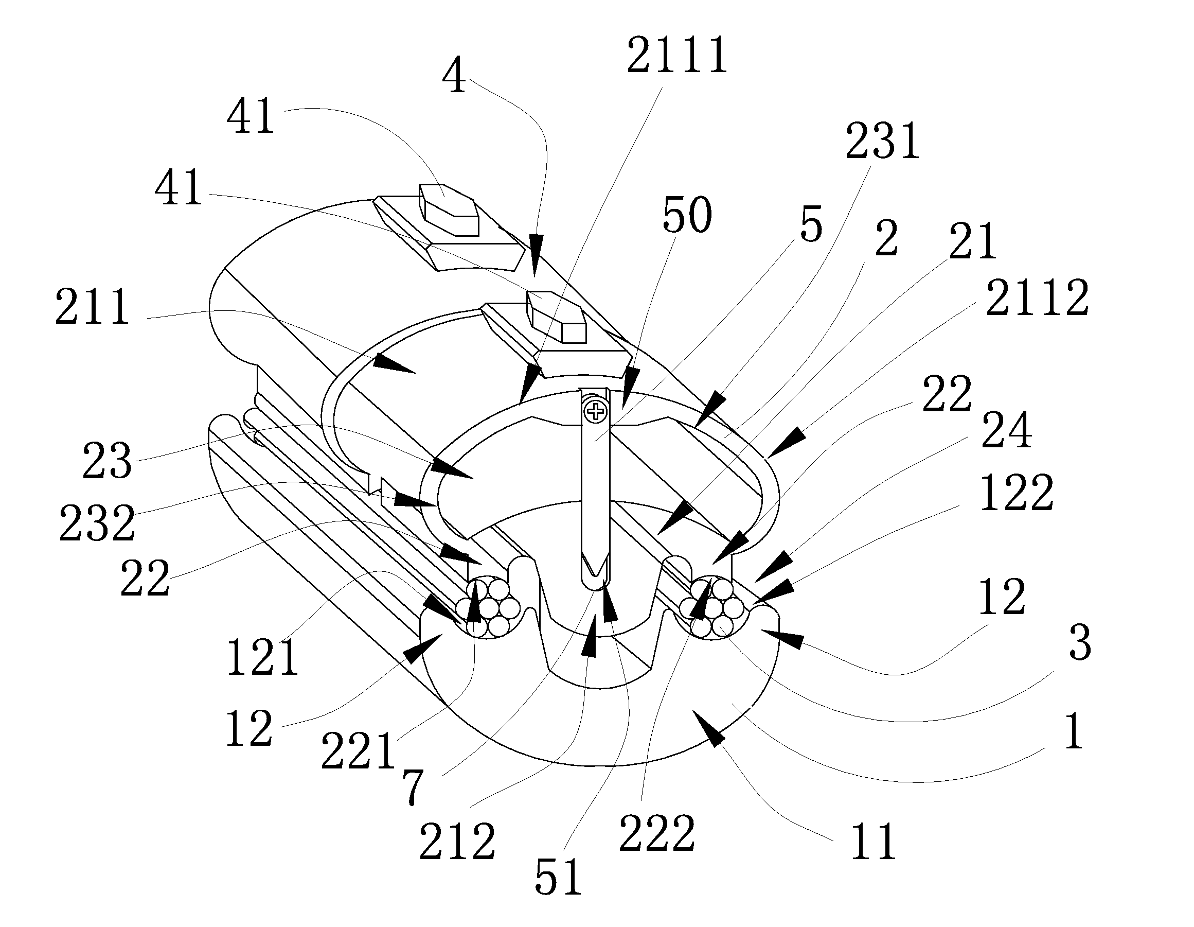 Clamping device for electrical cables