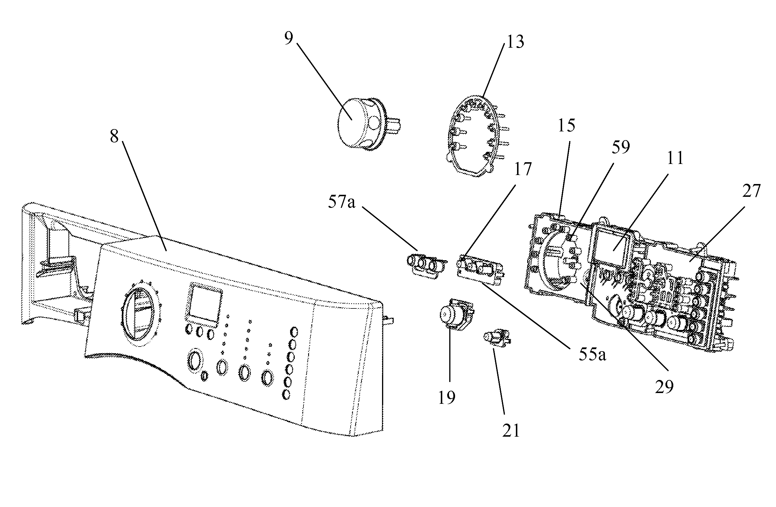 Unitized appliance control panel assembly and components of the assembly
