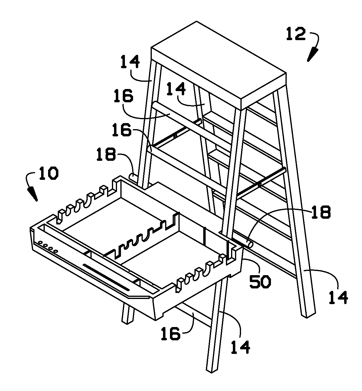 Portable workstation for a ladder