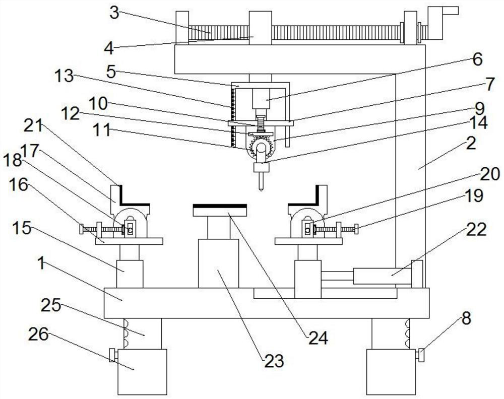 Drilling device for processing doors and windows